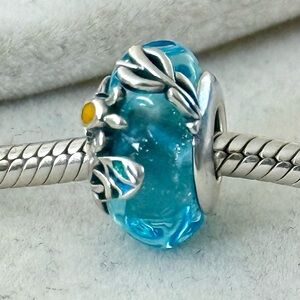 Blue tropical Murano Glass Charm fit Pandora bracelets